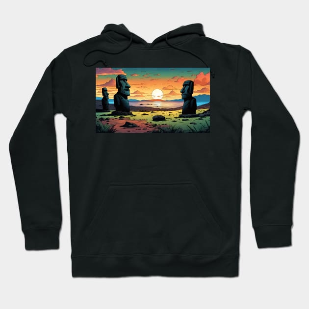 Easter island at sunset Hoodie by LM Designs by DS